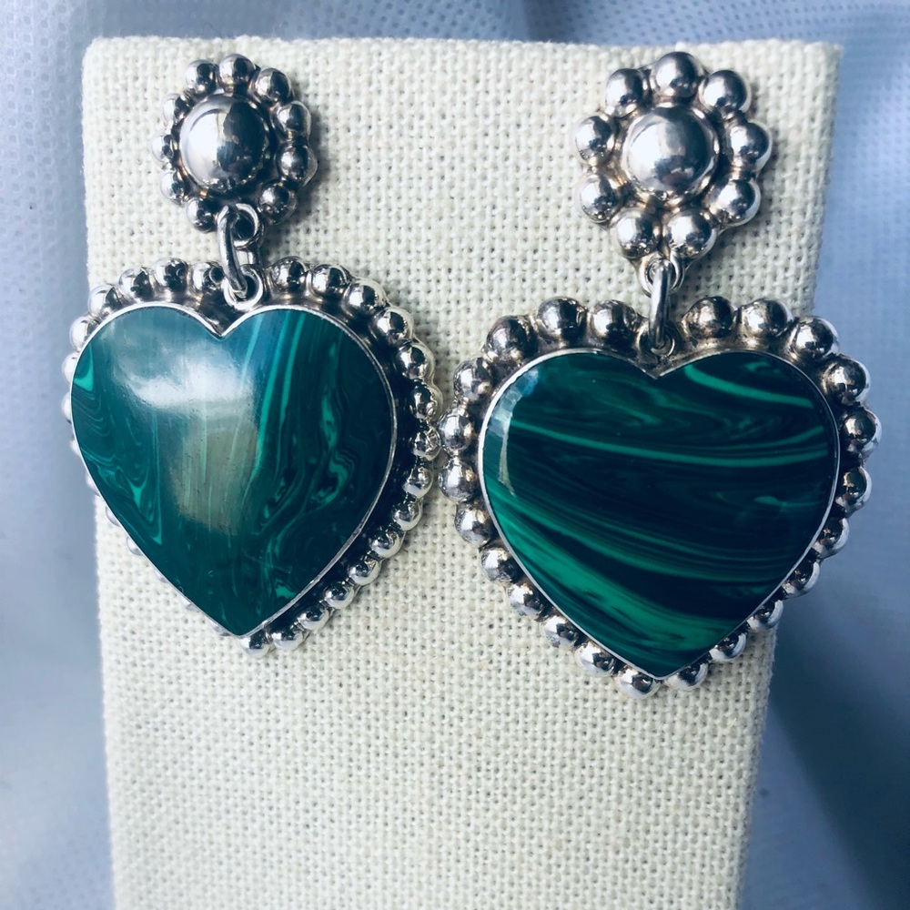 Malachite and Sterling Earrings